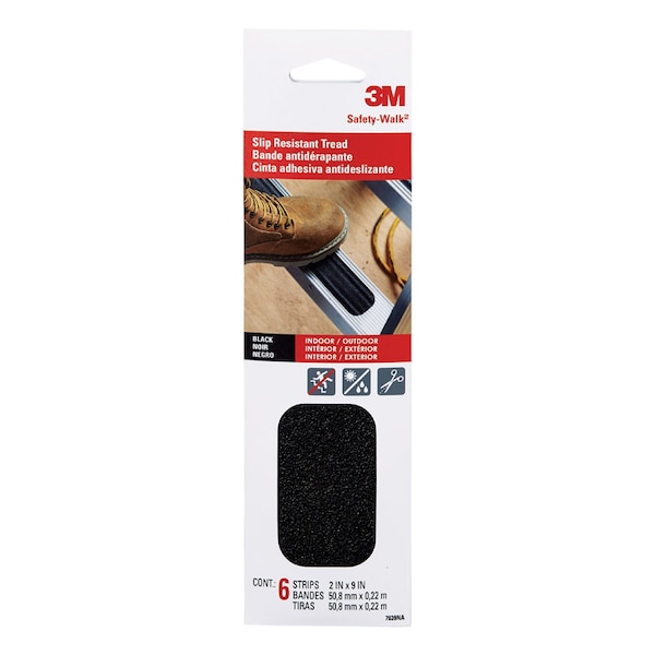 3M 3M Safety-Walk Black Anti-Slip Tape 2 in. W X 9 in. L 6 pk 610B-T2X9-6PK - main